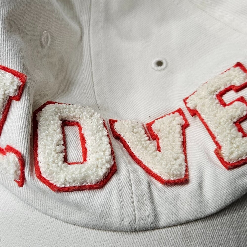 Tory Burch Sport Ivory Baseball Cap LOVE Ivory/Red USED